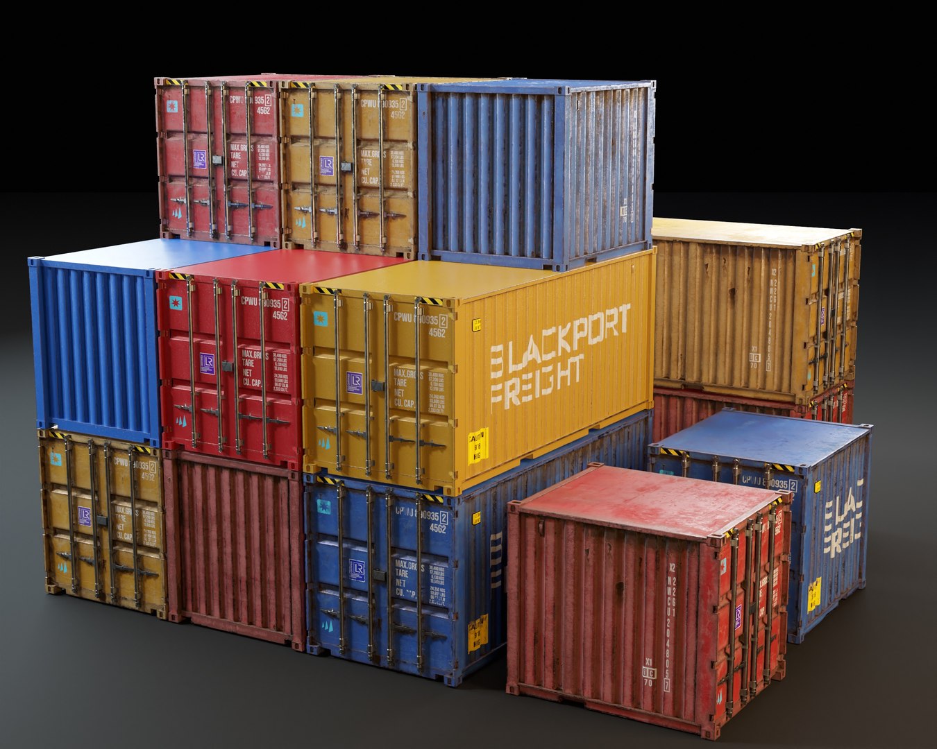 3D Shipping Containers - Old And New - 3 Colors Model - TurboSquid 2414079