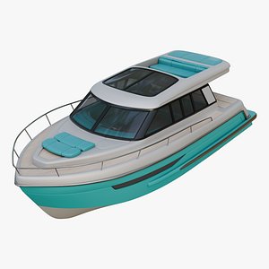 3D Cabin Cruiser in a Vibrant Turquoise model