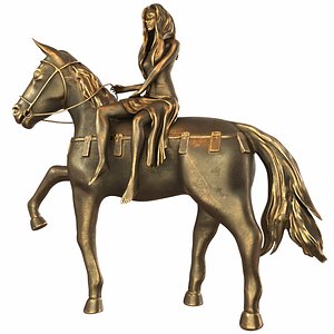 Statue of a lady on a horse 3D model