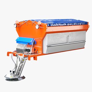 3D Road Salt Spreader Model - Winter Snow Removal Equipment for Trucks