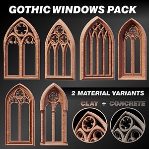Gothic Windows Pack 3D model