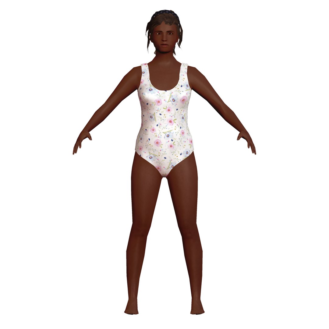 Low-poly Black Woman Swimsuit Model - TurboSquid 1640653