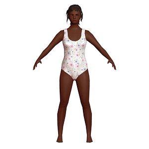 low-poly black woman swimsuit model