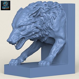 Wild Wolf Bookend Print Ready 3D Model 3D model