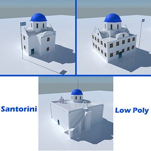blue dome church santorini 3D model