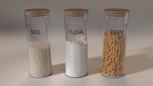 jar rice pasta flour 3D