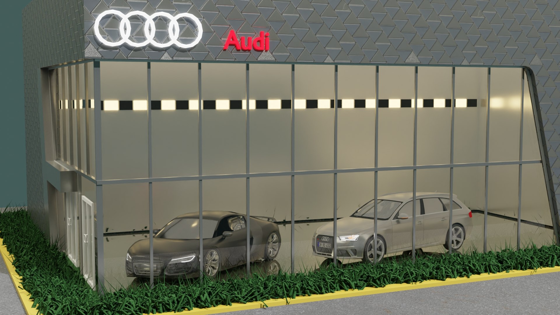 Audi Car Showroom-gallery 3D Model - TurboSquid 1702848