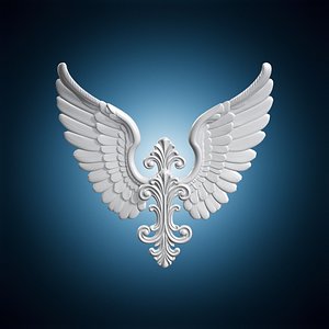 3D Baroque Angel Wings Wall Mount 3D Print Model