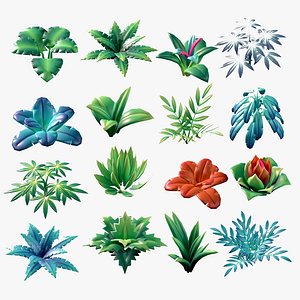 Stylized lowpoly plants set