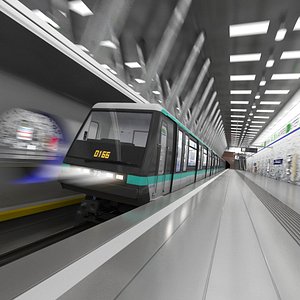Wilhelminaplein Subway Metro Station With Train