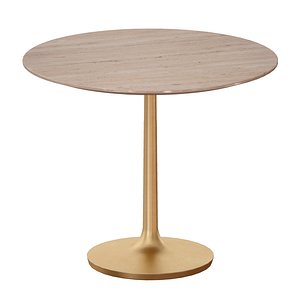3D Nero 36 Brown Marble Dining Table with Brass Base
