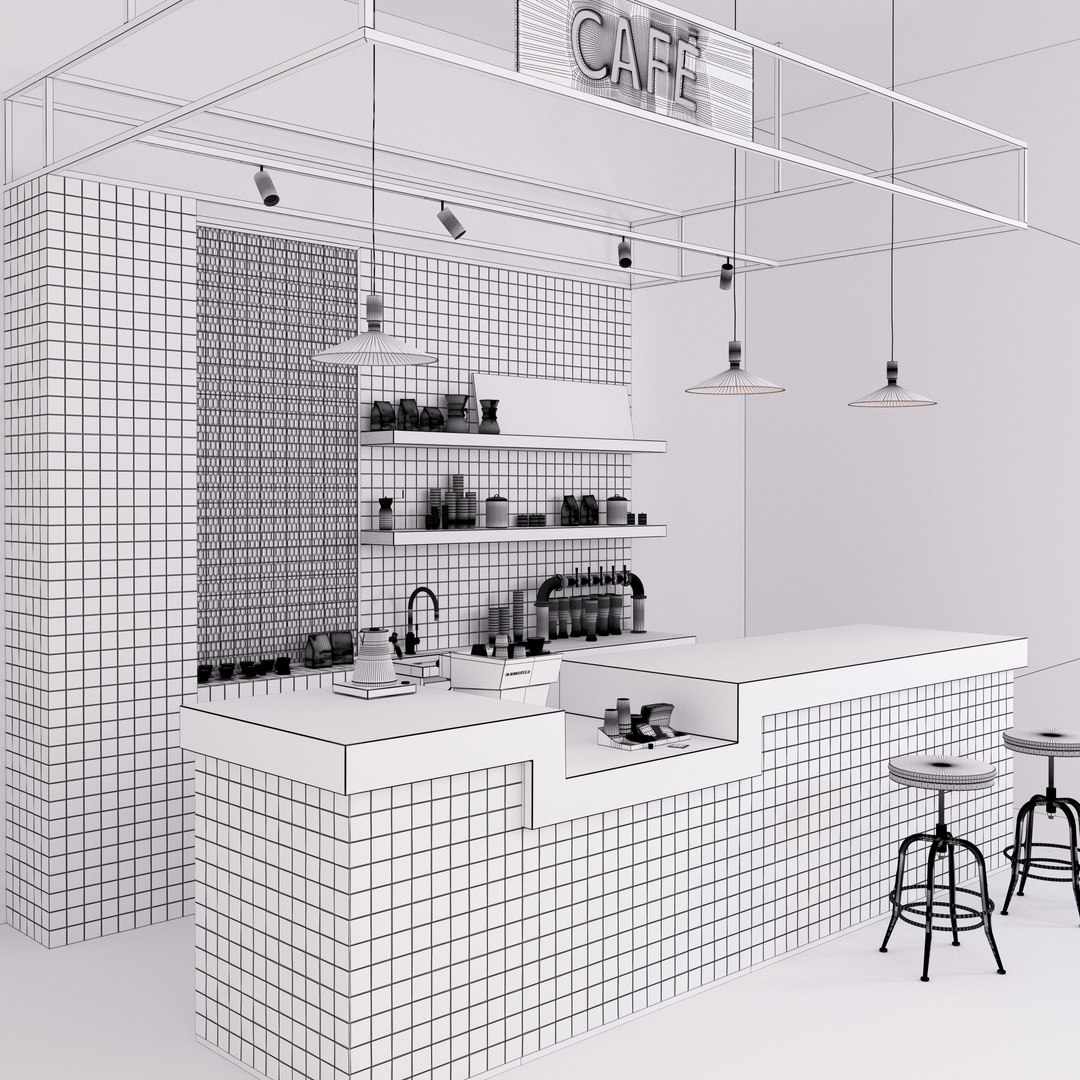 Coffee Shop Counter 3D Model - TurboSquid 2321574