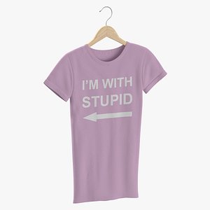 Female Crew Neck Hanging Pink Im With Stupid 01 3D