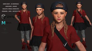 3D AAA 3D REALISTIC CHARACTER - TEENAGER KIDS BOYISH GIRL CHILD
