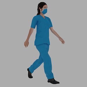 female nurse character 3D