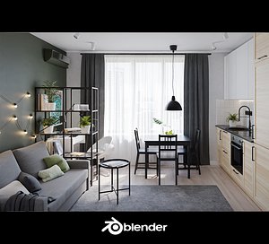 Scandinavian apartment interior 26sqm