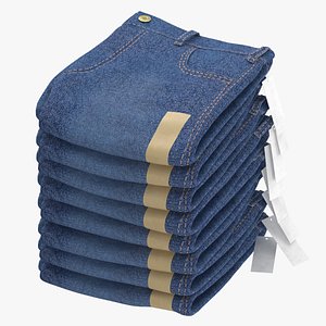 3D Folded Jeans 8 Pile Light Dark Blue and Gray