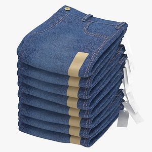 Folded Jeans 8 Pile Light Dark Blue and Gray