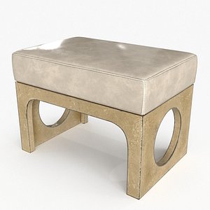 Leather Bench White 3D model