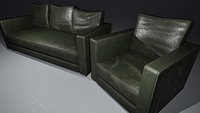 Leather Sofa and Armchair Set