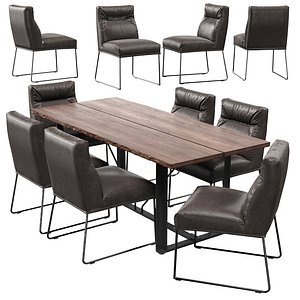 Live Edge Dining Table and Upholstered Chairs
