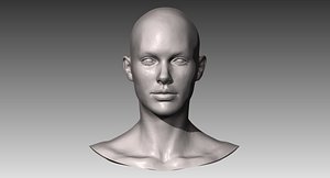 realistic white female head 3d model