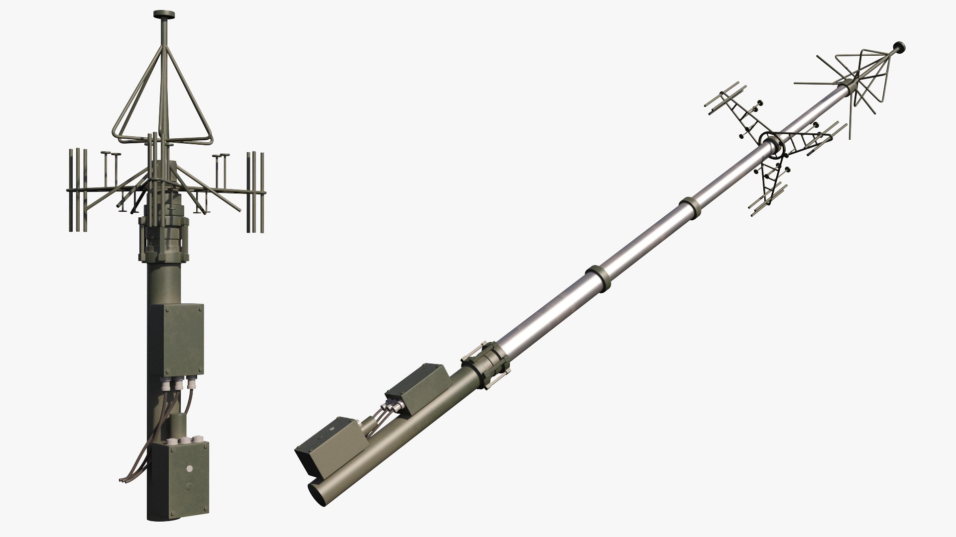 Telescopic Antenna Mast Rigged 3D model preview