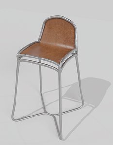 3D model silla de metal cuero altas