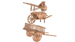 3D Medieval Wagon Hand Cart
