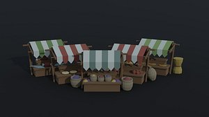 3D Low-poly Cartoon fantasy market Polygonal