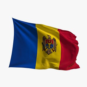 Realistic Animated Flag - Microtexture Rigged - Put your own texture - Def Moldova 3D