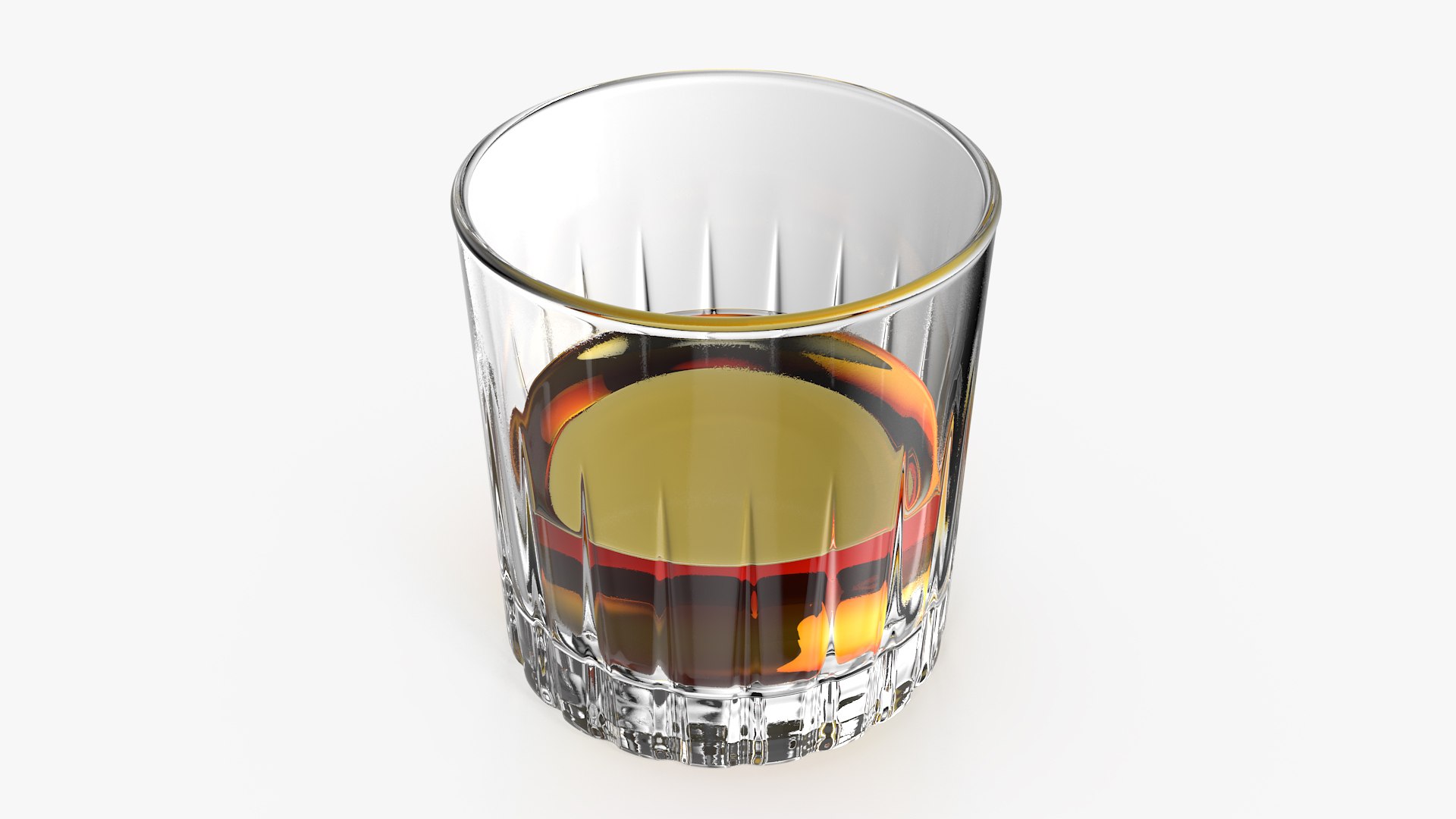 European Crystal Rocks Glass With Whiskey 3D model preview