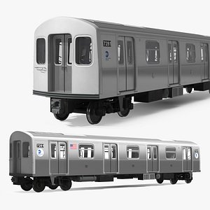 NYC Subway Passenger Car R160 with MTA Logo Silver 3D model