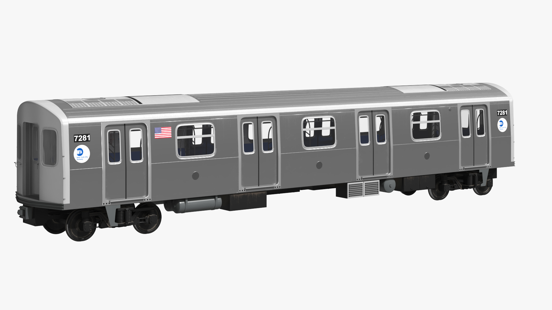 NYC Subway Passenger Car R160 With MTA Logo Silver 3D Model ...