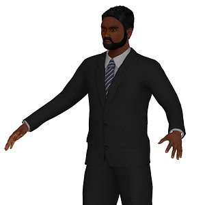 3D adult bearded man suit