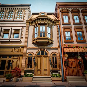 LOWPOLY CITY BUILDING STYLIZE 4 3D