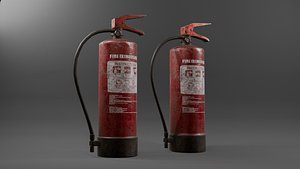 3D Worn Fire Extinguisher Game Ready PBR Asset Low and High Poly 4K Textures