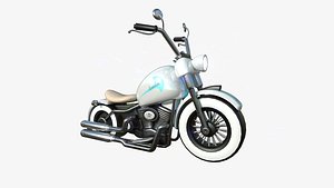 3D model Motorcycle Cartoon A14 White Blue - Custom Vehicle Design