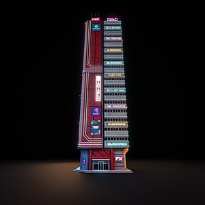 3D SCIFI CYBERPUNK FUTURISTIC NEON SKYSCRAPER 03 model