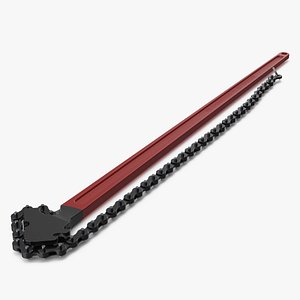 Adjustable Chain Wrench Red 3D model