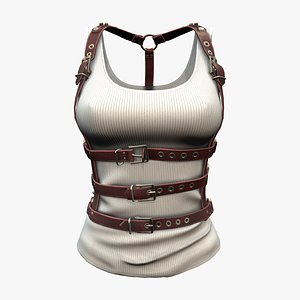 3D Steampunk Leather Harness With Top model