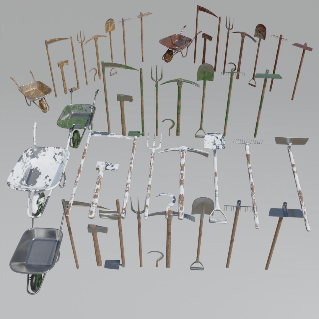 3D Garden Tools Collection 4K Texture - TurboSquid 2313551