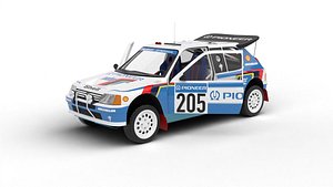 Peugeot 205 T16 Grand Raid Paris Dakar 1988 HQ 3d model