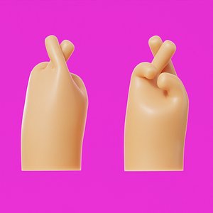 Cartoon Hands Illustration Fingers Crossed Emoji Low-poly 3D model 3D model