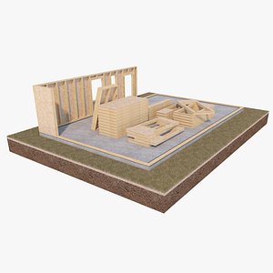 Prefab House Construction Site with Wall Panels