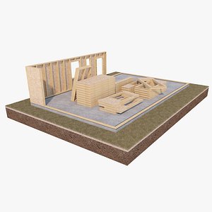 Prefab House Construction Site with Wall Panels