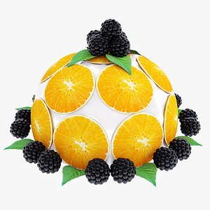 Cake with oranges and blackberries 3D