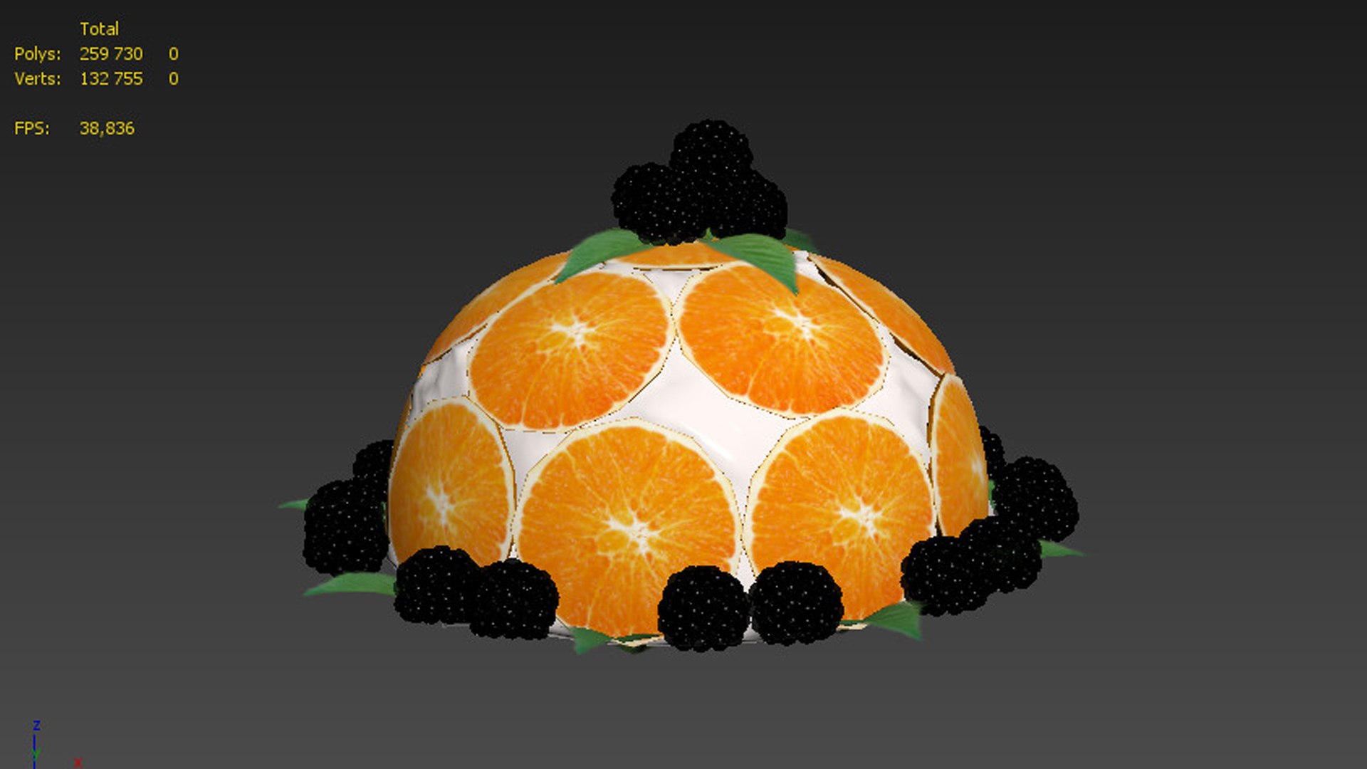 Cake with oranges and blackberries 3D https://p.turbosquid.com/ts-thumb/RE/j7suUv/pK/06/jpg/1654539987/1920x1080/fit_q87/dbe0d31c4f31321e7381ade63a78420c9abf03c0/06.jpg