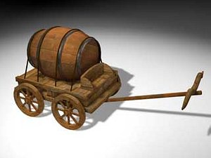 3d model wood cart barrel