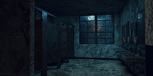 school bathroom interior horror 3D model